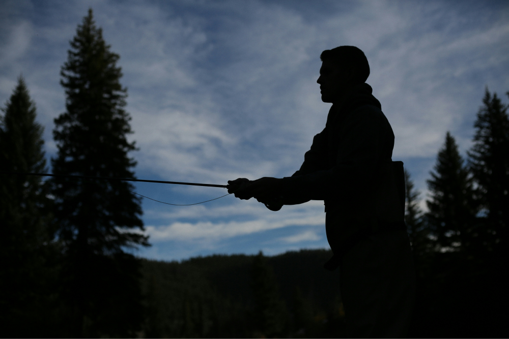 A fisherman's profile in waders