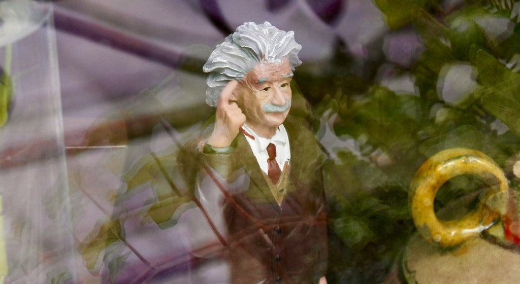 Einstein figure beside the window