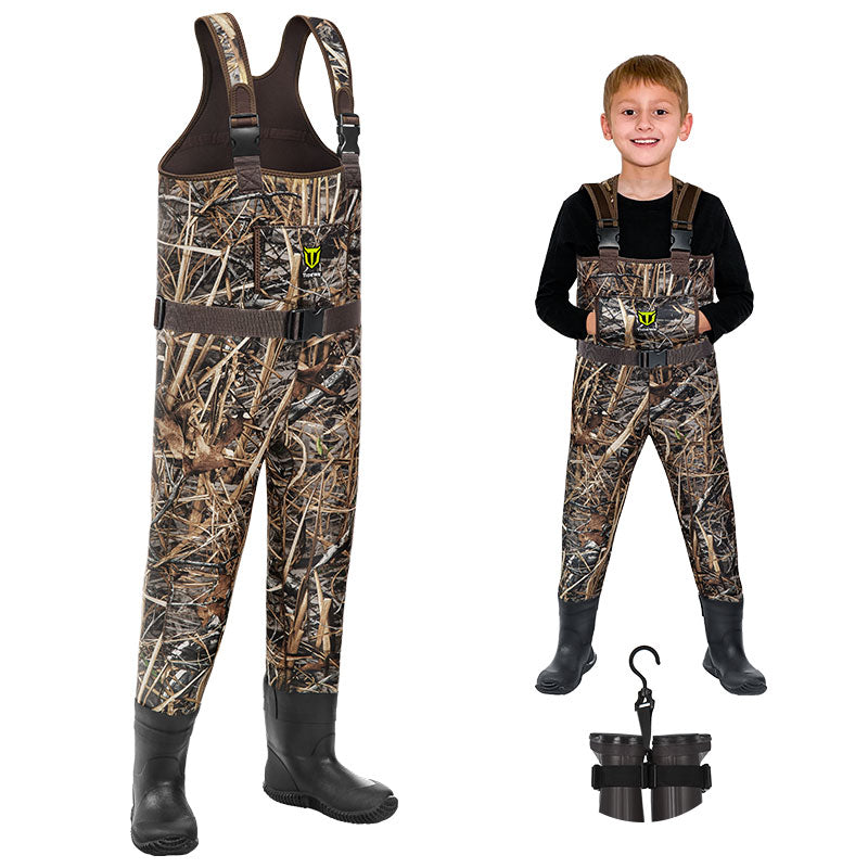 Magreel Child Chest Waders Waterproof Nylon Youth Waders with Boots Fishing  & Hunting Waders for Toddler Children Boys Girls