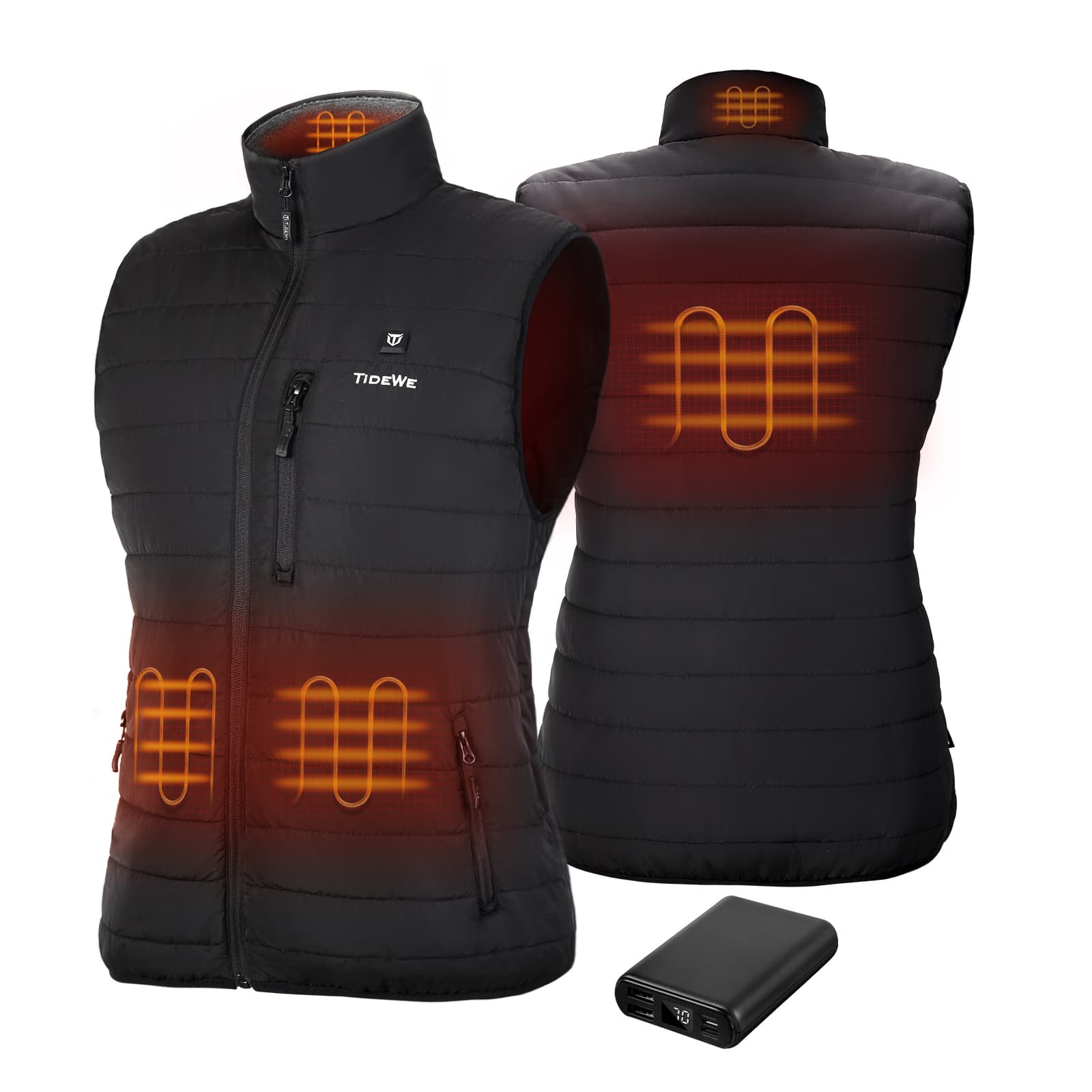 Women's Lightweight Heated Vest with Battery Pack - TideWe