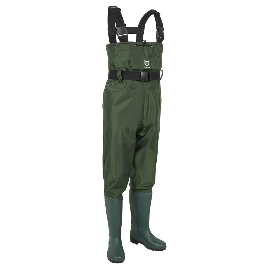 Mens Chest Waders & Boots Waterproof PVC Black Flood Carp Fly Fishing Size  7-12