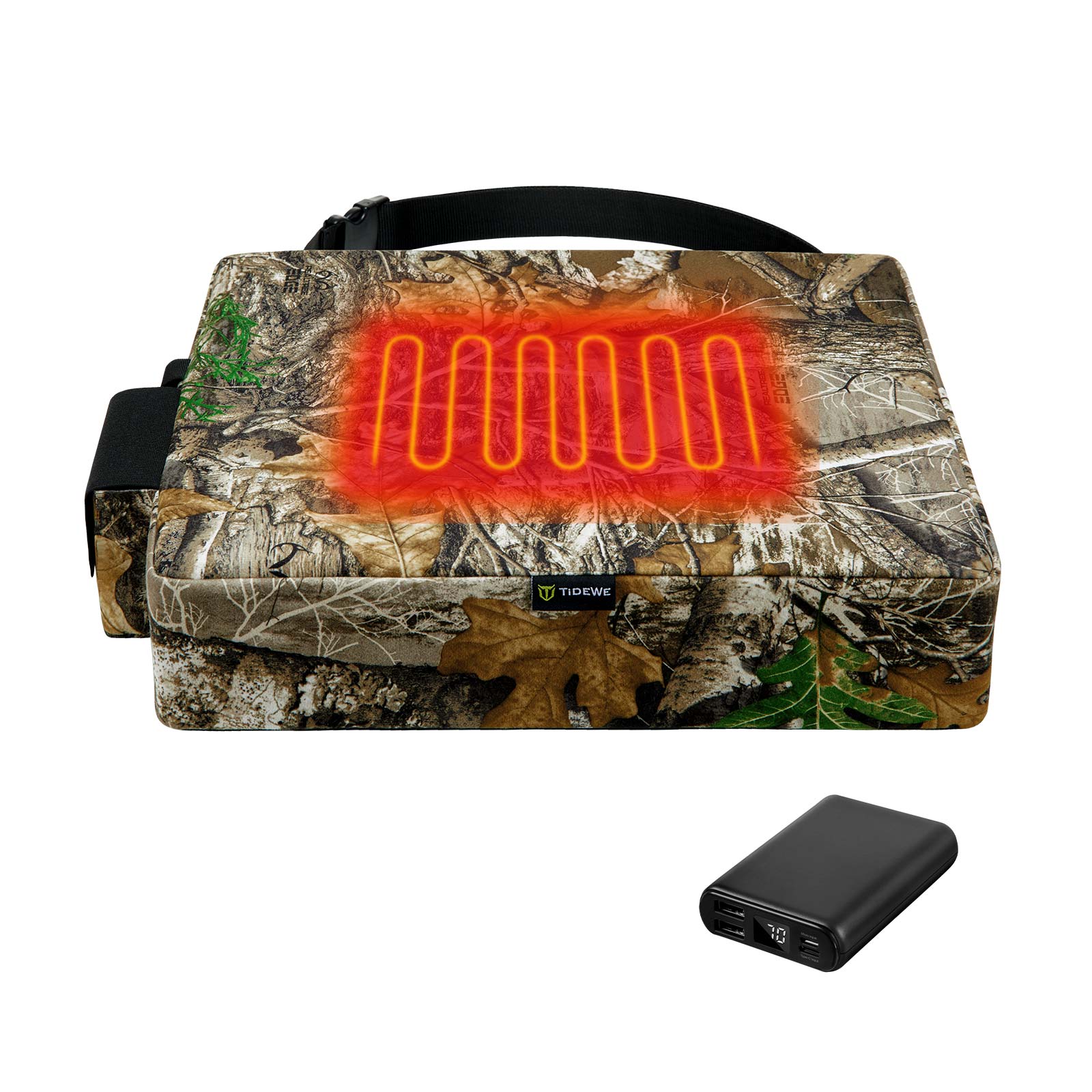 Barydat 2 Pack Heated Hunting Seat Cushion Warm Waterproof Reed Camouflage  Portable Pad 16 x 14 x 3.5 Inch for Outdoor Tree Ladder Stand Ice Fishing