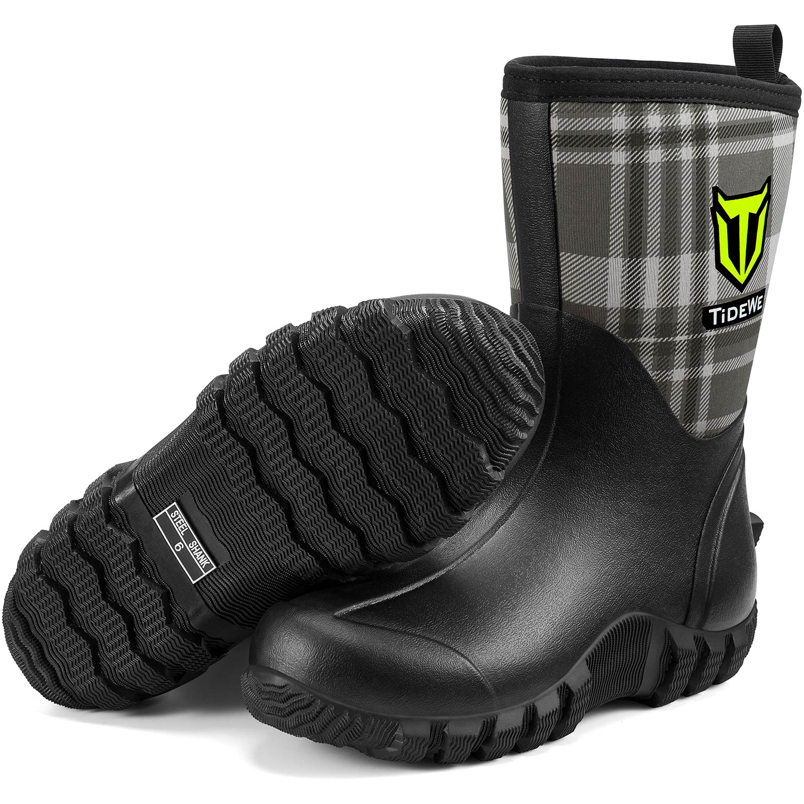 WTW unisex Rain Boots for Men and Women, Waterproof Rubber Fishing Deck Boots Neoprene Boots Slip On Ankle Garden Shoes