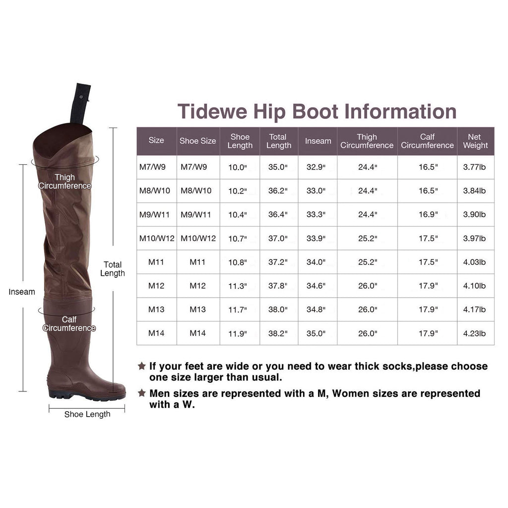 TIDEWE Hip Wader, Lightweight Hip Boot for Men and Women, 2-Ply PVC/Nylon Fishing  Hip Wader (Green and Brown) Green M9/W11