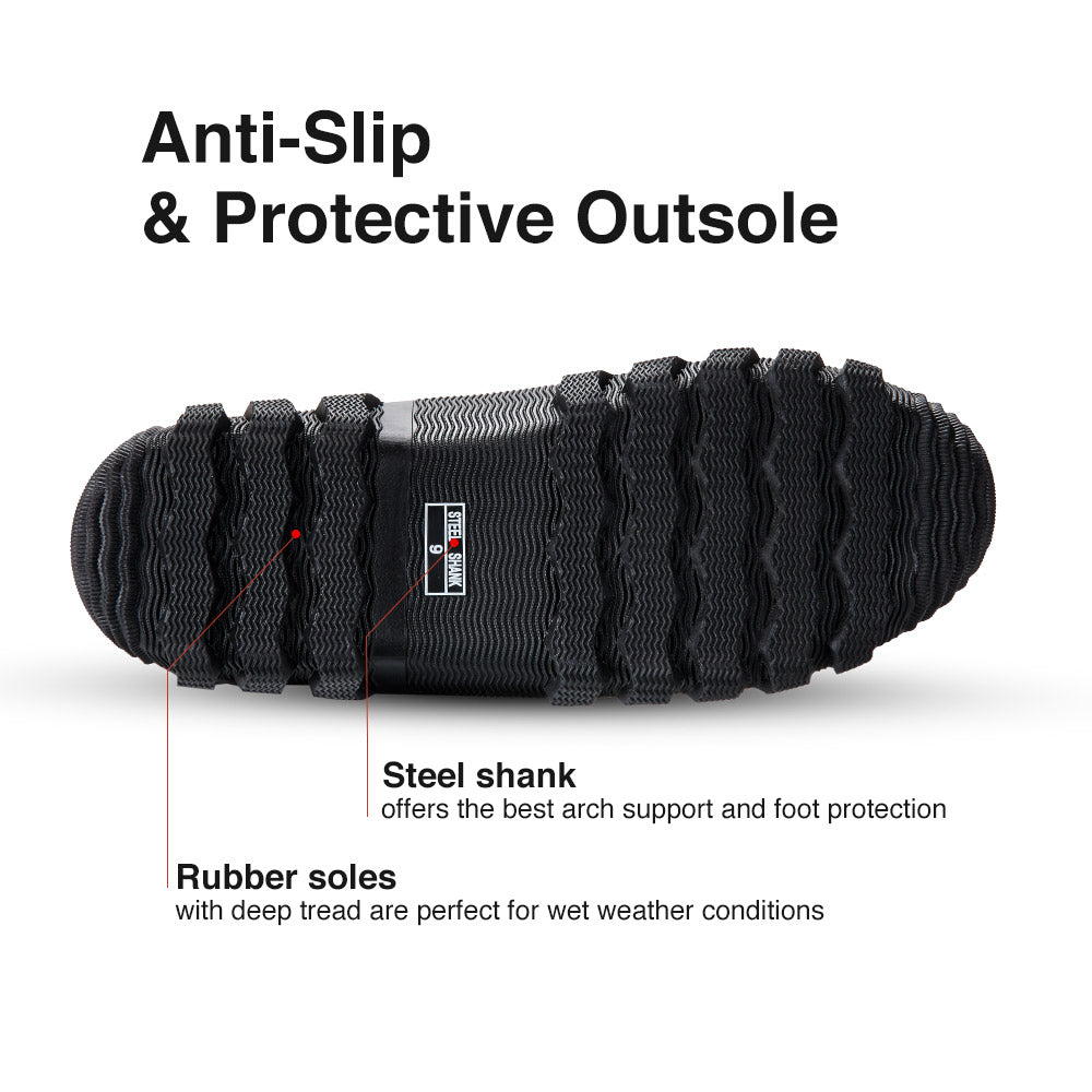 Neoprene Rubber Boots for Men with Steel Shank - TideWe